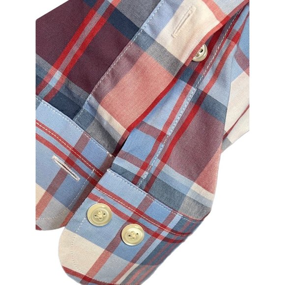 Brooks Brothers Men Shirt Regent L Cotton Blue Red White Plaid Button Down LS - Picture 5 of 5